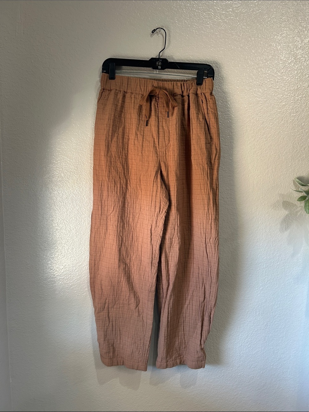 Madewell  Rust Brown Drawstring Ankle Pants Sz S Cotton Drawstring Casual TC0038
